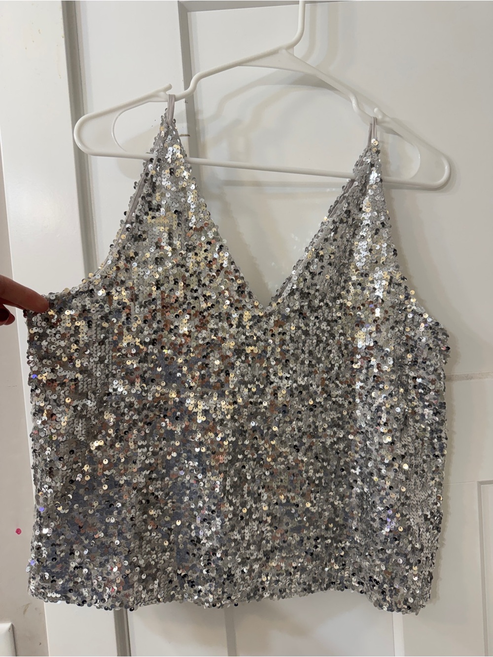 NWT J.Crew Collection Carrie Silver Sequin V-Neck Cami Size S